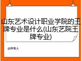 山东艺术设计职业学院的王牌专业是什么(山东艺院王牌专业)