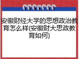 安徽财经大学的思想政治教育怎么样(安徽财大思政教育如何)