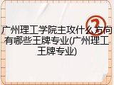 广州理工学院主攻什么方向有哪些王牌专业(广州理工王牌专业)