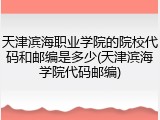 天津滨海职业学院的院校代码和邮编是多少(天津滨海学院代码邮编)