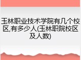 玉林职业技术学院有几个校区,有多少人(玉林职院校区及人数)