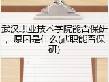 武汉职业技术学院能否保研，原因是什么(武职能否保研)