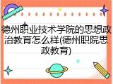 德州职业技术学院的思想政治教育怎么样(德州职院思政教育)