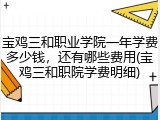 宝鸡三和职业学院一年学费多少钱，还有哪些费用(宝鸡三和职院学费明细)