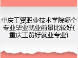 重庆工贸职业技术学院哪个专业毕业就业前景比较好(重庆工贸好就业专业)