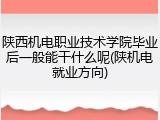 陕西机电职业技术学院毕业后一般能干什么呢(陕机电就业方向)