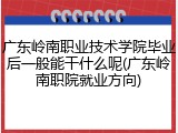 广东岭南职业技术学院毕业后一般能干什么呢(广东岭南职院就业方向)