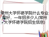 常州大学怀德学院什么专业最好，一年招多少人(常州大学怀德学院招生信息)