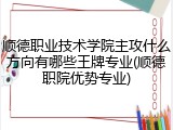 顺德职业技术学院主攻什么方向有哪些王牌专业(顺德职院优势专业)