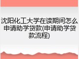 沈阳化工大学在读期间怎么申请助学贷款(申请助学贷款流程)