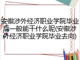 安徽涉外经济职业学院毕业后一般能干什么呢(安徽涉外经济职业学院毕业去向)