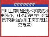 四川工商职业技术学院的校史简介，什么历史与社会背景下建校的(川工商职院校史背景)