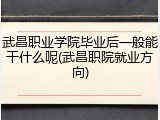 武昌职业学院毕业后一般能干什么呢(武昌职院就业方向)