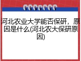 河北农业大学能否保研，原因是什么(河北农大保研原因)