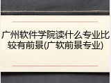 广州软件学院读什么专业比较有前景(广软前景专业)