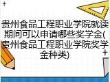 贵州食品工程职业学院就读期间可以申请哪些奖学金(贵州食品工程职业学院奖学金种类)