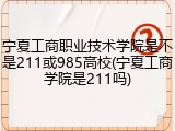 宁夏工商职业技术学院是不是211或985高校(宁夏工商学院是211吗)