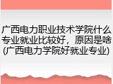 广西电力职业技术学院什么专业就业比较好，原因是啥(广西电力学院好就业专业)