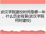 武汉学院建校时间是哪一年，什么历史背景(武汉学院何时建校)