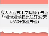 应天职业技术学院哪个专业毕业就业前景比较好(应天职院好就业专业)