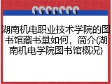 湖南机电职业技术学院的图书馆藏书量如何，简介(湖南机电学院图书馆概况)