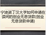 宁波诺丁汉大学如何申请在读间的创业无息贷款(创业无息贷款申请)