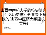 山西中医药大学的校史简介，什么历史与社会背景下建校的(山西中医药大学建校背景)