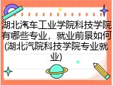 湖北汽车工业学院科技学院有哪些专业，就业前景如何(湖北汽院科技学院专业就业)