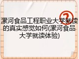 漯河食品工程职业大学就读的真实感觉如何(漯河食品大学就读体验)