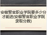 安徽警官职业学院要多少分才能进(安徽警官职业学院录取分数)