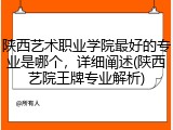 陕西艺术职业学院最好的专业是哪个，详细阐述(陕西艺院王牌专业解析)
