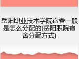 岳阳职业技术学院宿舍一般是怎么分配的(岳阳职院宿舍分配方式)