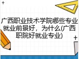 广西职业技术学院哪些专业就业前景好，为什么(广西职院好就业专业)