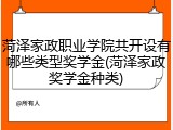 菏泽家政职业学院共开设有哪些类型奖学金(菏泽家政奖学金种类)