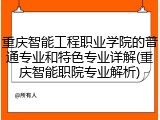 重庆智能工程职业学院的普通专业和特色专业详解(重庆智能职院专业解析)
