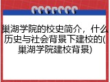 巢湖学院的校史简介，什么历史与社会背景下建校的(巢湖学院建校背景)