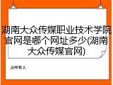 湖南大众传媒职业技术学院官网是哪个网址多少(湖南大众传媒官网)