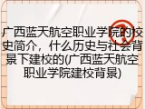 广西蓝天航空职业学院的校史简介，什么历史与社会背景下建校的(广西蓝天航空职业学院建校背景)
