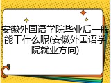 安徽外国语学院毕业后一般能干什么呢(安徽外国语学院就业方向)