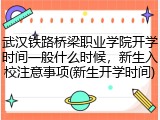 武汉铁路桥梁职业学院开学时间一般什么时候,新生入校注意事项(新生开学时间)