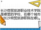 长沙商贸旅游职业技术学院是哪里的学校，在哪个城市(长沙商贸旅游职院在哪)