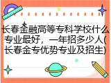长春金融高等专科学校什么专业最好，一年招多少人(长春金专优势专业及招生)