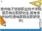 贵州电子信息职业技术学院是否有在职研究生,报考条件如何(贵电职院在职研条件)