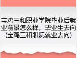 宝鸡三和职业学院毕业后就业前景怎么样，毕业生去向(宝鸡三和职院就业去向)