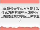 山东财经大学东方学院主攻什么方向有哪些王牌专业(山东财经东方学院王牌专业)