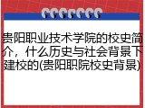 贵阳职业技术学院的校史简介，什么历史与社会背景下建校的(贵阳职院校史背景)