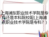 上海浦东职业技术学院是专科还是本科院校呢(上海浦东职业技术学院是专科？)