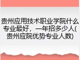 贵州应用技术职业学院什么专业最好，一年招多少人(贵州应院优势专业人数)