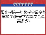 阳光学院一年奖学金最多能拿多少(阳光学院奖学金最高多少)