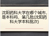 沈阳药科大学在哪个城市，是本科吗，第几批(沈阳药科大学本科批次)